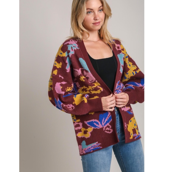 "The Zelda" Umgee Multicolor Patterned Cardigan - Picture 1 of 3